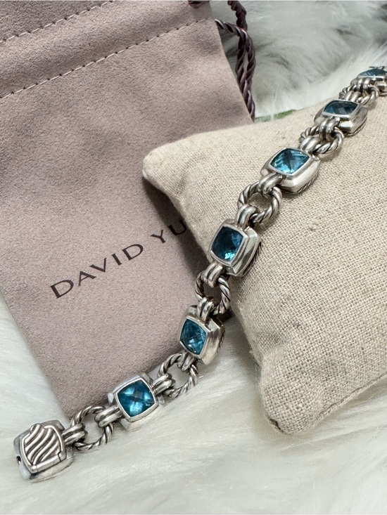 David Yurman Jewelry - David Yurman .925 Blue Topaz Renaissance Chain Bracelet